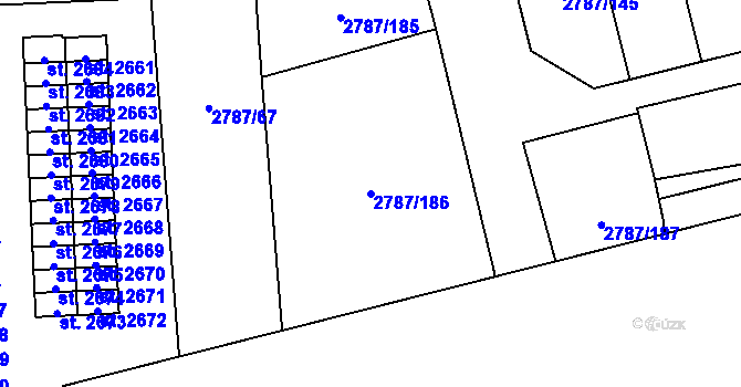 Parcela st. 2787/186 v KÚ Lipník nad Bečvou, Katastrální mapa