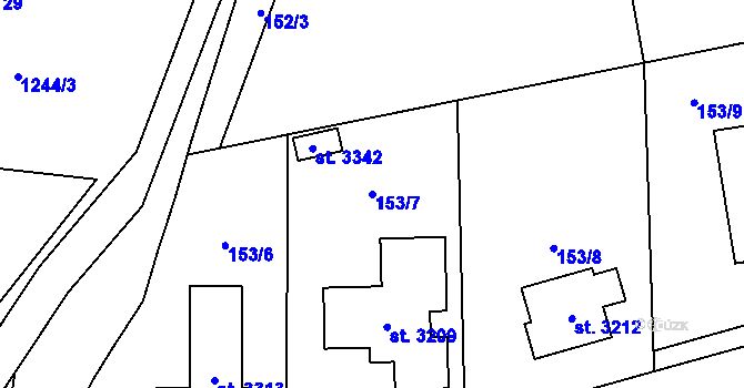 Parcela st. 153/7 v KÚ Lipník nad Bečvou, Katastrální mapa