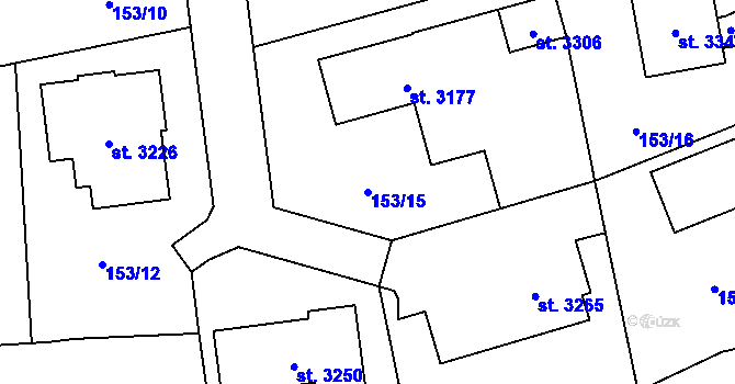Parcela st. 153/15 v KÚ Lipník nad Bečvou, Katastrální mapa