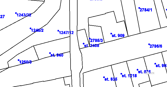 Parcela st. 2408 v KÚ Lipník nad Bečvou, Katastrální mapa
