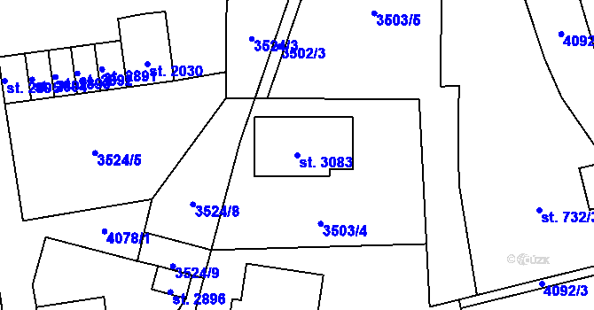 Parcela st. 3083 v KÚ Lipník nad Bečvou, Katastrální mapa
