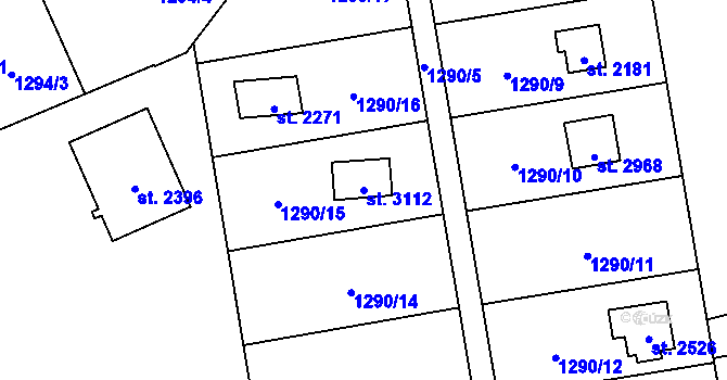 Parcela st. 3112 v KÚ Lipník nad Bečvou, Katastrální mapa