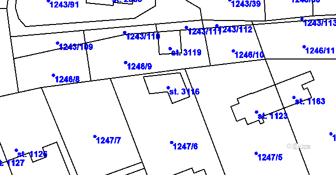 Parcela st. 3116 v KÚ Lipník nad Bečvou, Katastrální mapa