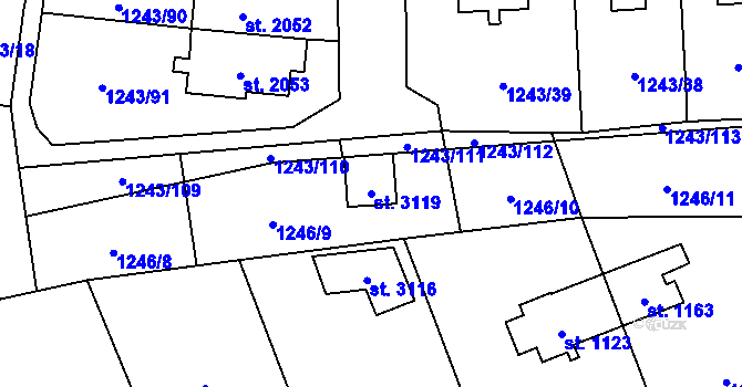 Parcela st. 3119 v KÚ Lipník nad Bečvou, Katastrální mapa