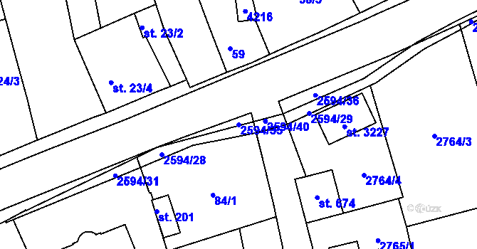 Parcela st. 2594/35 v KÚ Lipník nad Bečvou, Katastrální mapa