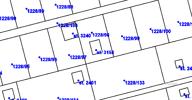 Parcela st. 3158 v KÚ Lipník nad Bečvou, Katastrální mapa