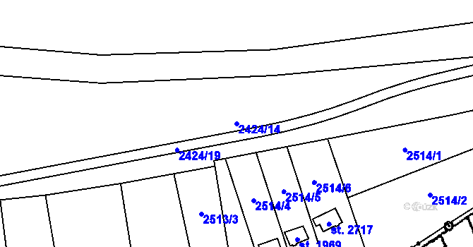 Parcela st. 2424/14 v KÚ Lipník nad Bečvou, Katastrální mapa