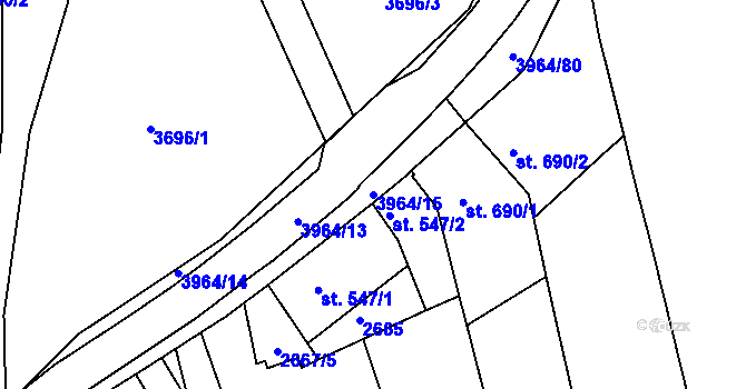 Parcela st. 3964/15 v KÚ Lipník nad Bečvou, Katastrální mapa
