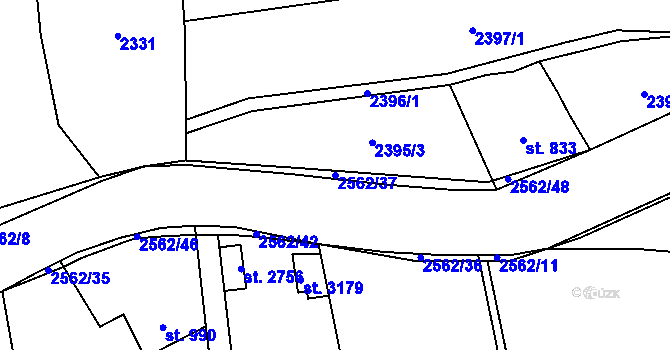 Parcela st. 2562/37 v KÚ Lipník nad Bečvou, Katastrální mapa