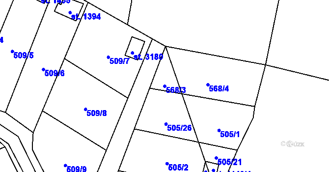 Parcela st. 568/3 v KÚ Lipník nad Bečvou, Katastrální mapa