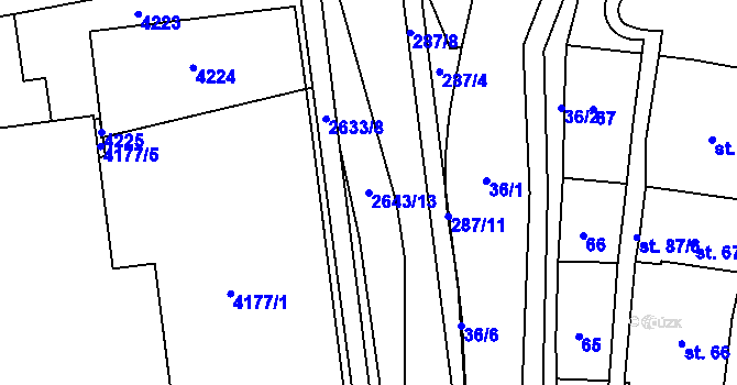 Parcela st. 2643/13 v KÚ Lipník nad Bečvou, Katastrální mapa