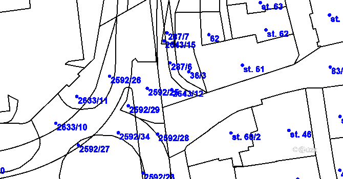 Parcela st. 2643/12 v KÚ Lipník nad Bečvou, Katastrální mapa