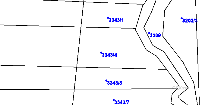 Parcela st. 3343/4 v KÚ Lipník nad Bečvou, Katastrální mapa