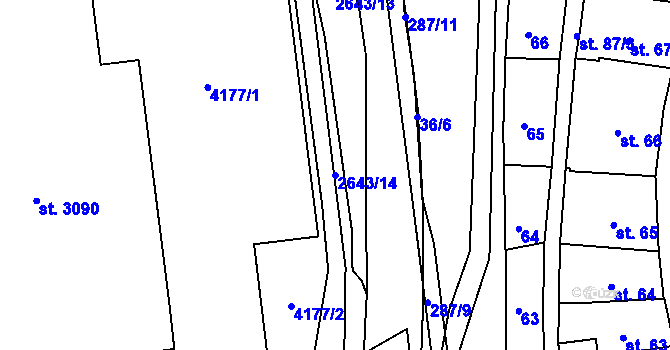 Parcela st. 2643/14 v KÚ Lipník nad Bečvou, Katastrální mapa