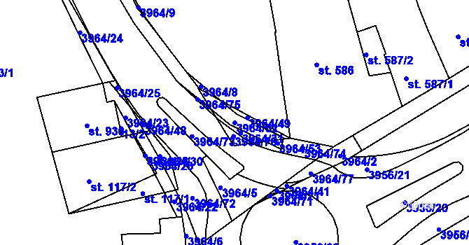 Parcela st. 3964/52 v KÚ Lipník nad Bečvou, Katastrální mapa