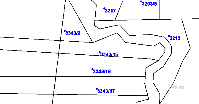 Parcela st. 3343/15 v KÚ Lipník nad Bečvou, Katastrální mapa