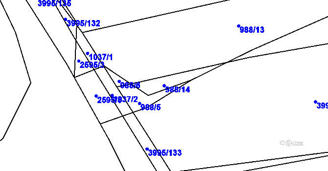 Parcela st. 988/14 v KÚ Lipník nad Bečvou, Katastrální mapa