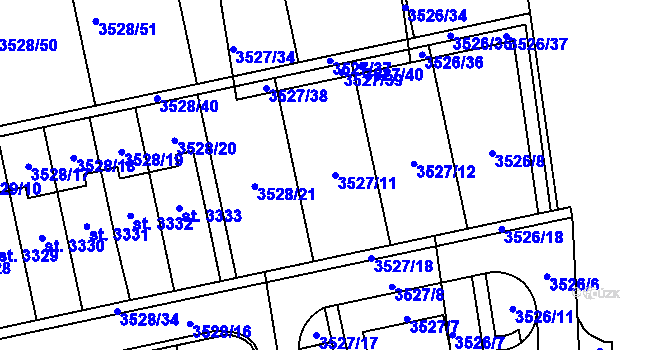 Parcela st. 3527/11 v KÚ Lipník nad Bečvou, Katastrální mapa