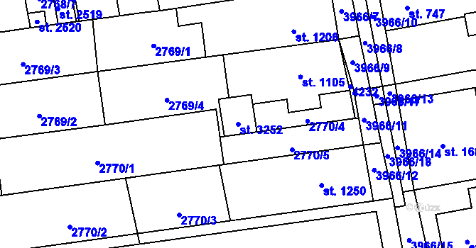 Parcela st. 3252 v KÚ Lipník nad Bečvou, Katastrální mapa