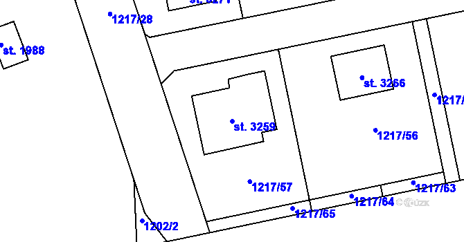 Parcela st. 3259 v KÚ Lipník nad Bečvou, Katastrální mapa