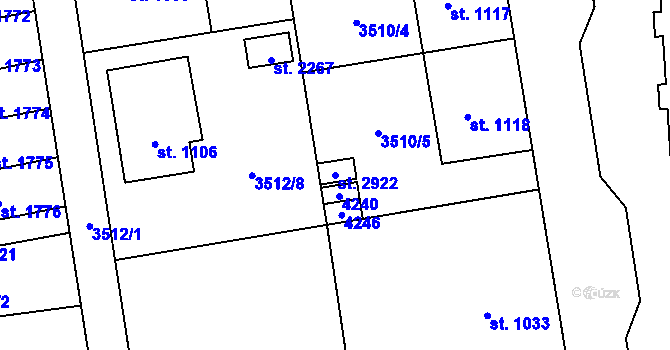 Parcela st. 2922 v KÚ Lipník nad Bečvou, Katastrální mapa