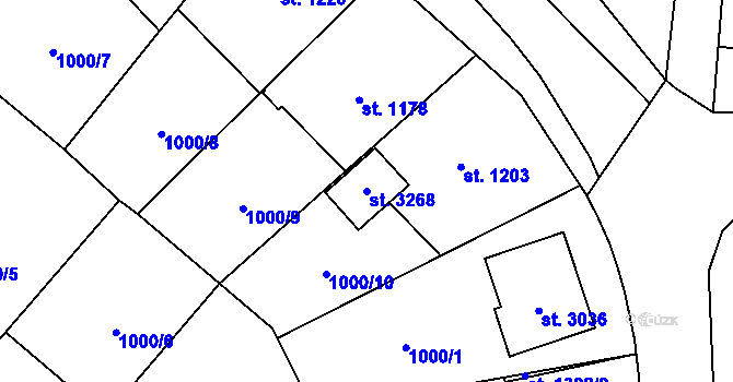 Parcela st. 3268 v KÚ Lipník nad Bečvou, Katastrální mapa