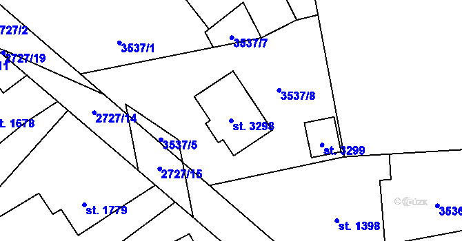 Parcela st. 3298 v KÚ Lipník nad Bečvou, Katastrální mapa