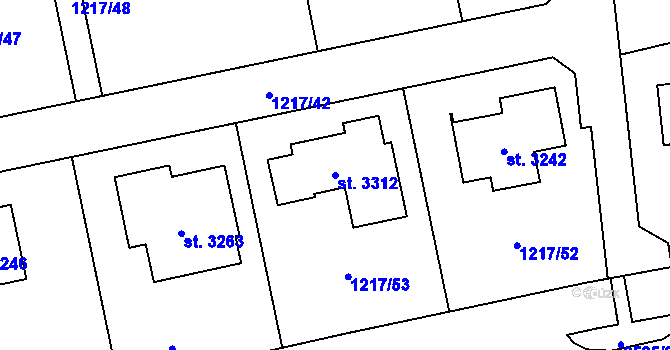 Parcela st. 3312 v KÚ Lipník nad Bečvou, Katastrální mapa