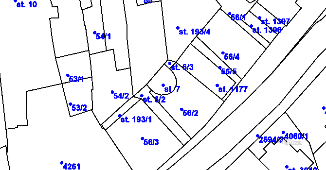 Parcela st. 7 v KÚ Lipník nad Bečvou, Katastrální mapa
