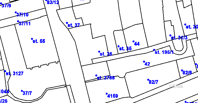 Parcela st. 36 v KÚ Lipník nad Bečvou, Katastrální mapa