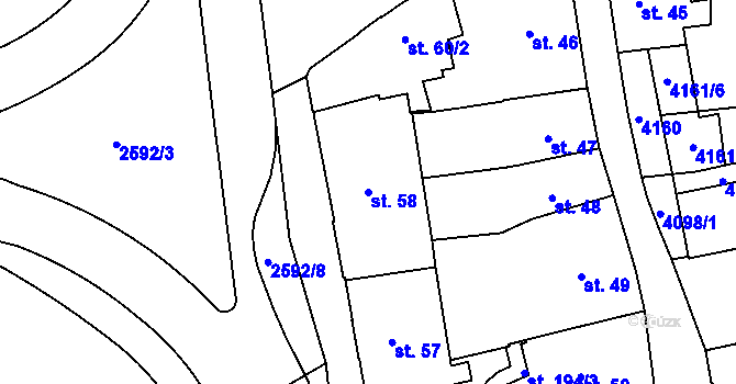 Parcela st. 58 v KÚ Lipník nad Bečvou, Katastrální mapa