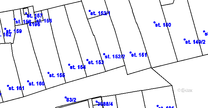 Parcela st. 152/2 v KÚ Lipník nad Bečvou, Katastrální mapa