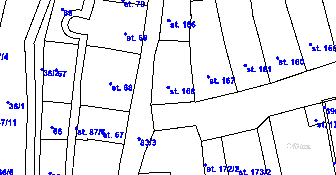 Parcela st. 168 v KÚ Lipník nad Bečvou, Katastrální mapa