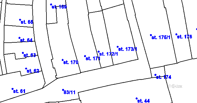 Parcela st. 172/1 v KÚ Lipník nad Bečvou, Katastrální mapa