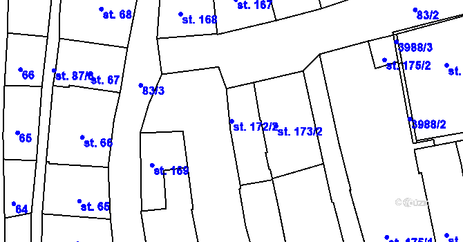 Parcela st. 172/2 v KÚ Lipník nad Bečvou, Katastrální mapa