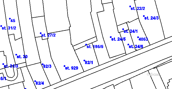 Parcela st. 195/5 v KÚ Lipník nad Bečvou, Katastrální mapa