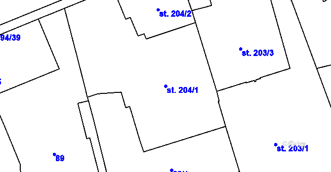 Parcela st. 204/1 v KÚ Lipník nad Bečvou, Katastrální mapa