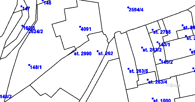 Parcela st. 262 v KÚ Lipník nad Bečvou, Katastrální mapa