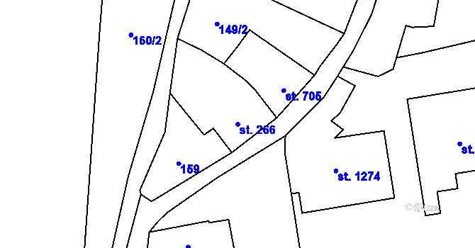 Parcela st. 266 v KÚ Lipník nad Bečvou, Katastrální mapa