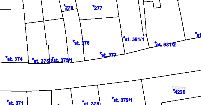 Parcela st. 377 v KÚ Lipník nad Bečvou, Katastrální mapa