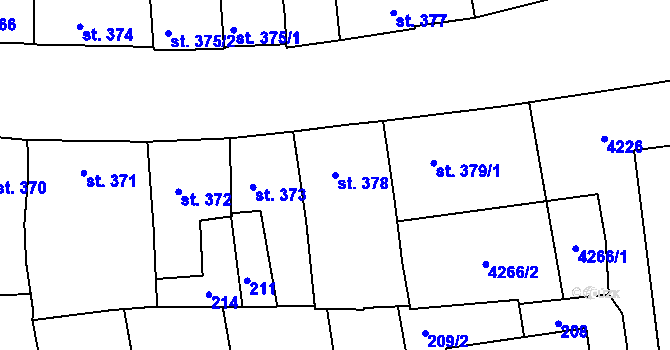 Parcela st. 378 v KÚ Lipník nad Bečvou, Katastrální mapa