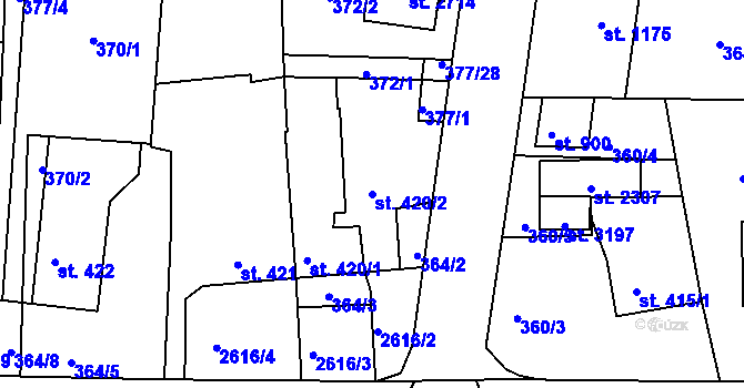 Parcela st. 420/2 v KÚ Lipník nad Bečvou, Katastrální mapa