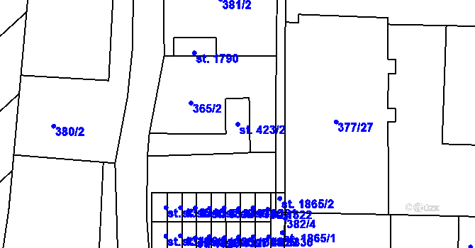 Parcela st. 423/2 v KÚ Lipník nad Bečvou, Katastrální mapa