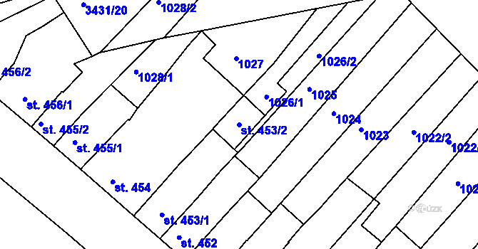 Parcela st. 453/2 v KÚ Lipník nad Bečvou, Katastrální mapa