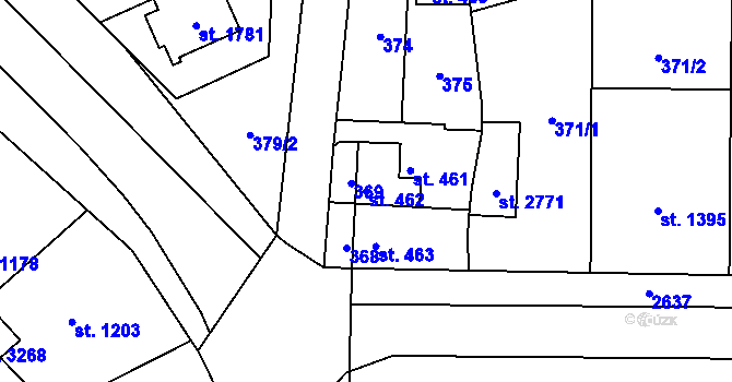 Parcela st. 462 v KÚ Lipník nad Bečvou, Katastrální mapa