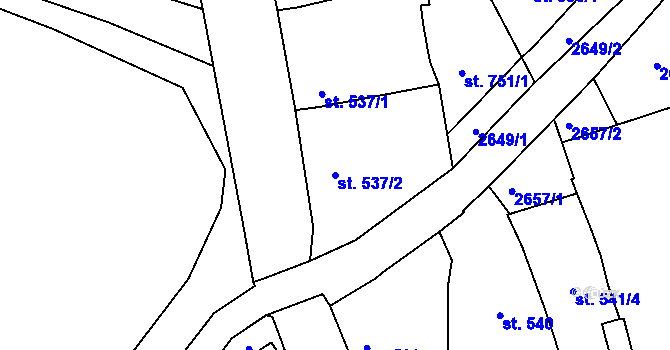 Parcela st. 537/2 v KÚ Lipník nad Bečvou, Katastrální mapa