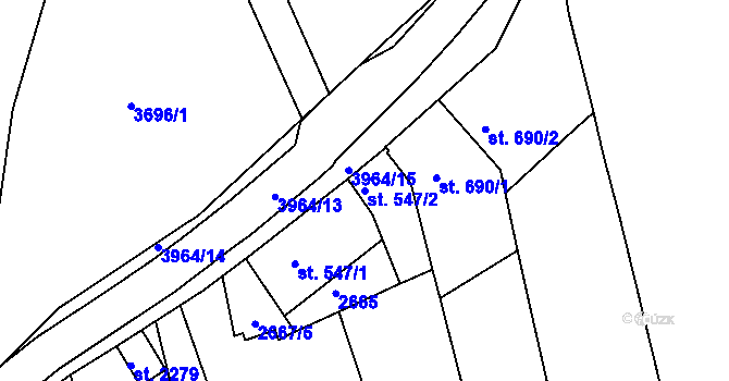 Parcela st. 547/2 v KÚ Lipník nad Bečvou, Katastrální mapa