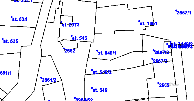 Parcela st. 548/1 v KÚ Lipník nad Bečvou, Katastrální mapa