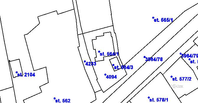 Parcela st. 564/1 v KÚ Lipník nad Bečvou, Katastrální mapa