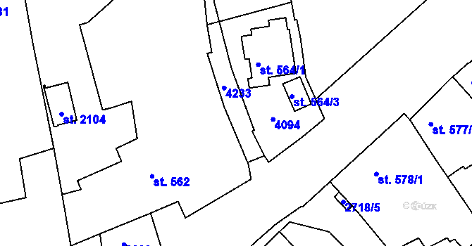 Parcela st. 564/2 v KÚ Lipník nad Bečvou, Katastrální mapa